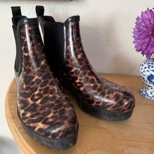 Jeffrey Campbell Brown Leopard Print Rain Boots